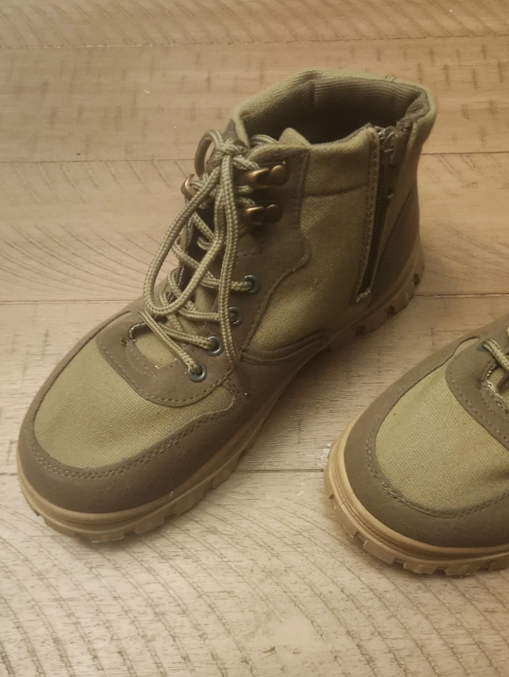FABKIDS Olive Green Lace-Up Ankle Boots